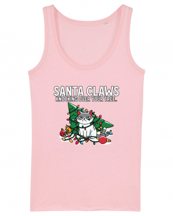 Santa Claws Knocking Over Your Tree Cotton Pink