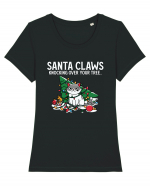 Santa Claws Knocking Over Your Tree Tricou mânecă scurtă guler larg fitted Damă Expresser