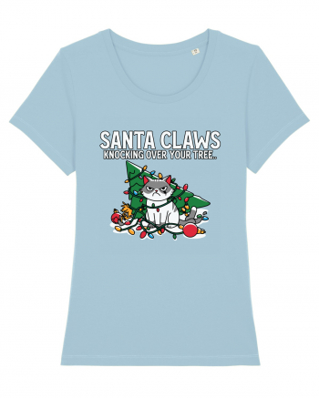 Santa Claws Knocking Over Your Tree Sky Blue