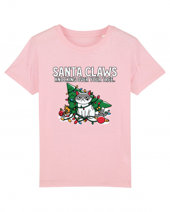 Santa Claws Knocking Over Your Tree Cotton Pink