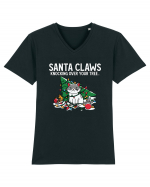 Santa Claws Knocking Over Your Tree Tricou mânecă scurtă guler V Bărbat Presenter