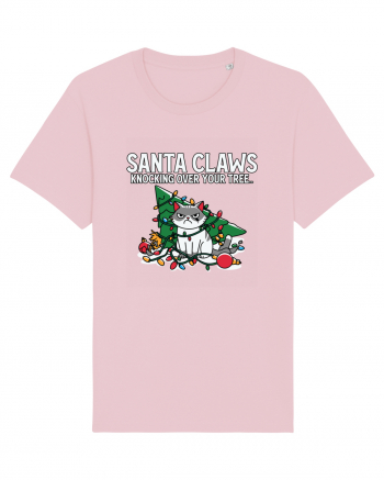 Santa Claws Knocking Over Your Tree Cotton Pink