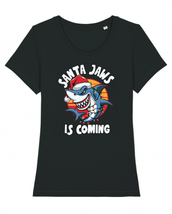 Santa Jaws Is Coming Tricou mânecă scurtă guler larg fitted Damă Expresser