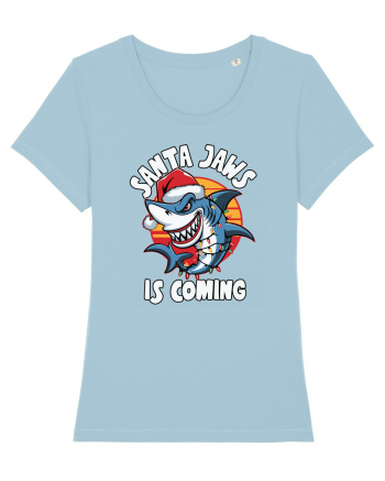 Santa Jaws Is Coming Sky Blue