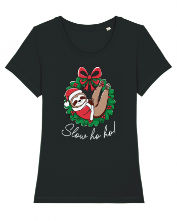 Slow Ho Ho! Tricou mânecă scurtă guler larg fitted Damă Expresser