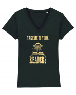 TAKE ME TO YOUR READERS Tricou mânecă scurtă guler V Damă Evoker