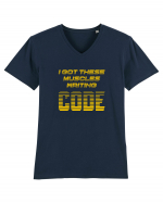 I GOT THESE MUSCLES WRITING CODE Tricou mânecă scurtă guler V Bărbat Presenter