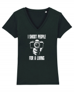 FOTOGRAF - I SHOOT PEOPLE FOR A LIVING Tricou mânecă scurtă guler V Damă Evoker