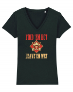 FIND THEM HOT, LEAVE THEM WET Tricou mânecă scurtă guler V Damă Evoker