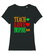 TEACH - LOVE - INSPIRE Tricou mânecă scurtă guler larg fitted Damă Expresser