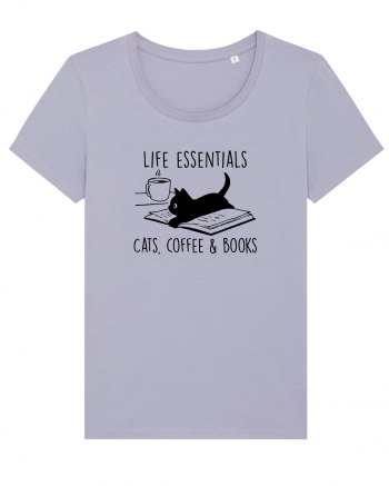 Cats Coffee and Books Lavender