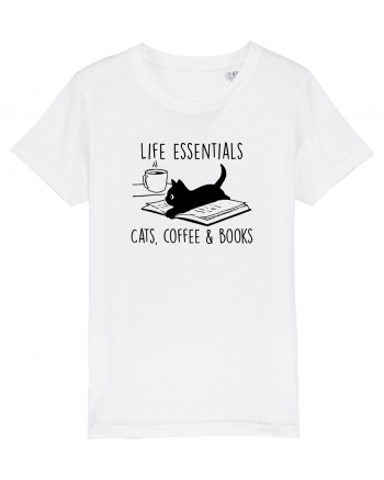 Cats Coffee and Books White