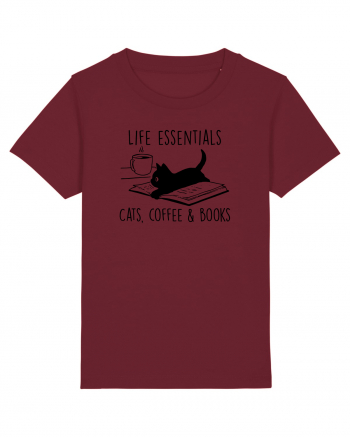 Cats Coffee and Books Burgundy