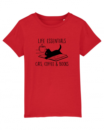 Cats Coffee and Books Red