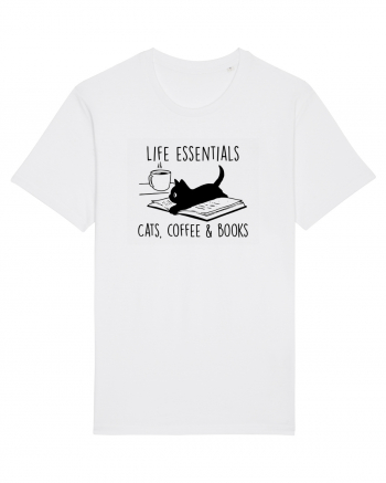 Cats Coffee and Books White