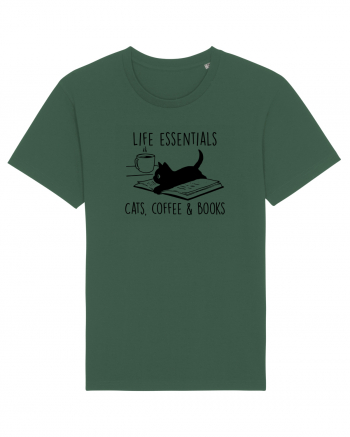 Cats Coffee and Books Bottle Green