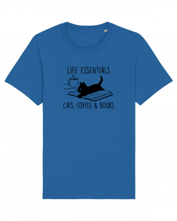 Cats Coffee and Books Royal Blue