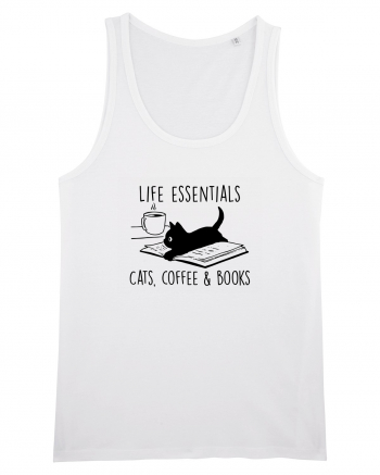 Cats Coffee and Books White