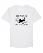 Cats Coffee and Books Tricou mânecă scurtă guler larg Bărbat Skater