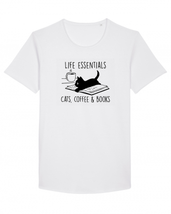 Cats Coffee and Books White