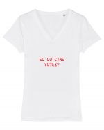 Eu cu cine votez? Tricou mânecă scurtă guler V Damă Evoker