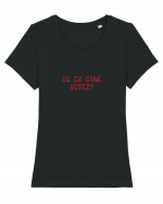 Eu cu cine votez? Tricou mânecă scurtă guler larg fitted Damă Expresser