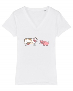 Pig! Cow! Tricou mânecă scurtă guler V Damă Evoker