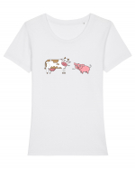 Pig! Cow! Tricou mânecă scurtă guler larg fitted Damă Expresser