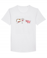 Pig! Cow! Tricou mânecă scurtă guler larg Bărbat Skater