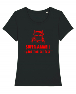 SOFER AMABIL - PANA IMI TAI FATA Tricou mânecă scurtă guler larg fitted Damă Expresser