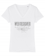 WEB DESIGNER - SPIDER WEB - PAIANJEN - albe Tricou mânecă scurtă guler V Damă Evoker