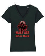 MAKE ART ... GREAT AGAIN Tricou mânecă scurtă guler V Damă Evoker