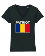 Patriot Romania Patriotism Steag Tricolor  Tricou mânecă scurtă guler V Damă Evoker