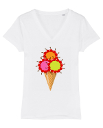 Cherry 3 ice-cream Tricou mânecă scurtă guler V Damă Evoker