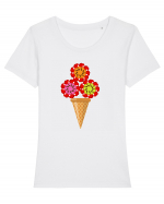 Cherry ice-cream Tricou mânecă scurtă guler larg fitted Damă Expresser