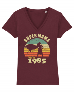 Super mama - best of 1985 - Cadou aniversar 1985 Tricou mânecă scurtă guler V Damă Evoker