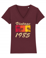 Vintage 1985 - sunny palmtrees - Cadou aniversar 1985 Tricou mânecă scurtă guler V Damă Evoker