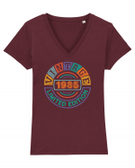 Vintage 1985 limited edition Vegas - Cadou aniversar 1985 Tricou mânecă scurtă guler V Damă Evoker