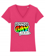 Sounds Gay Tricou mânecă scurtă guler V Damă Evoker