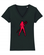 Devil Woman Tricou mânecă scurtă guler V Damă Evoker