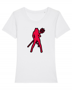 Devil Woman Tricou mânecă scurtă guler larg fitted Damă Expresser