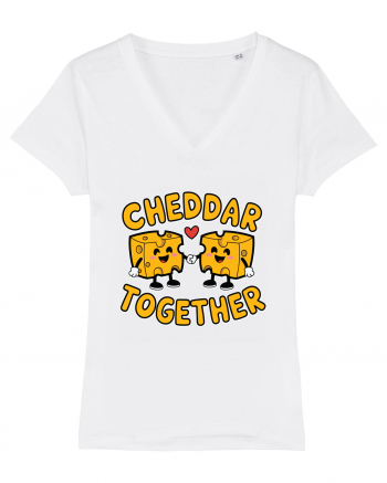 Cheddar Together | Cute Cheese Couple White