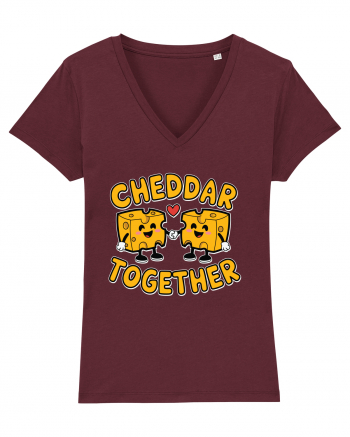 Cheddar Together | Cute Cheese Couple Burgundy