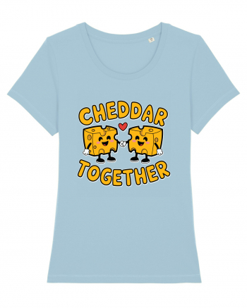 Cheddar Together | Cute Cheese Couple Sky Blue