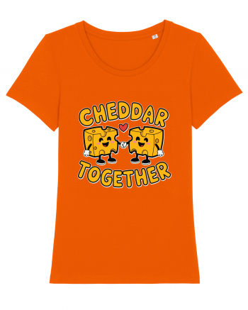 Cheddar Together | Cute Cheese Couple Bright Orange