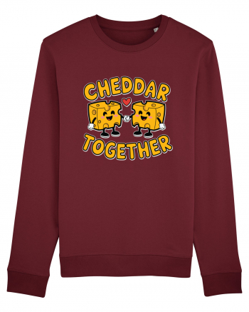 Cheddar Together | Cute Cheese Couple Burgundy