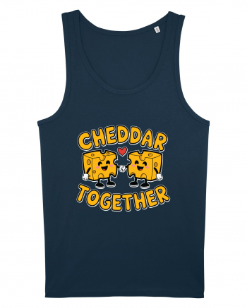 Cheddar Together | Cute Cheese Couple Navy