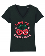 I Love You Cherry Much Tricou mânecă scurtă guler V Damă Evoker