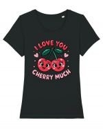 I Love You Cherry Much Tricou mânecă scurtă guler larg fitted Damă Expresser