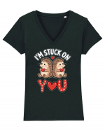 I'm Stuck On You | Hedgehog Valentine's Tricou mânecă scurtă guler V Damă Evoker